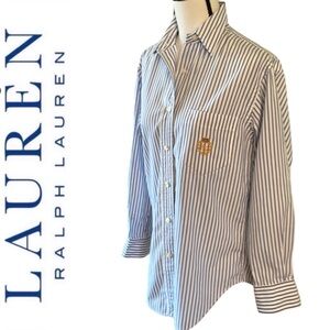 Lauren Ralph Lauren Blue Striped Button Down Shirt